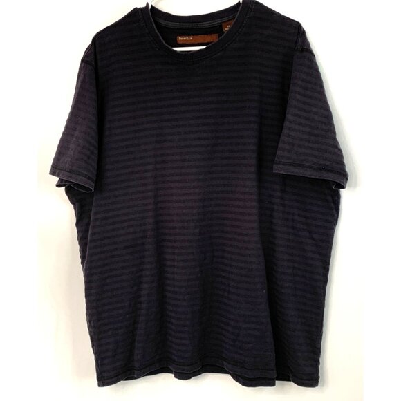 Perry Ellis Burnout Mens Black Striped Crew Neck Short Sleeve T-Shirt Size XXL - Picture 1 of 9